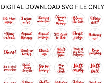 Wein Charms SVG Bundle: Laser geschnittene DIY Weinanhänger (digitaler Download)