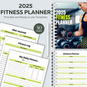 2025 Ultimate Fitness Planner, Fitness Planner Bundle, Fitness Planner, Weight Loss Journal, Fitness Tracker, Printable Wellness Planner