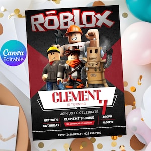 Editable Roblox Birthday Invitation, Roblox Game Party, Roblox Kids Party Invite, Boy Kids Roblox Invite, Printable Kids Roblox Invite
