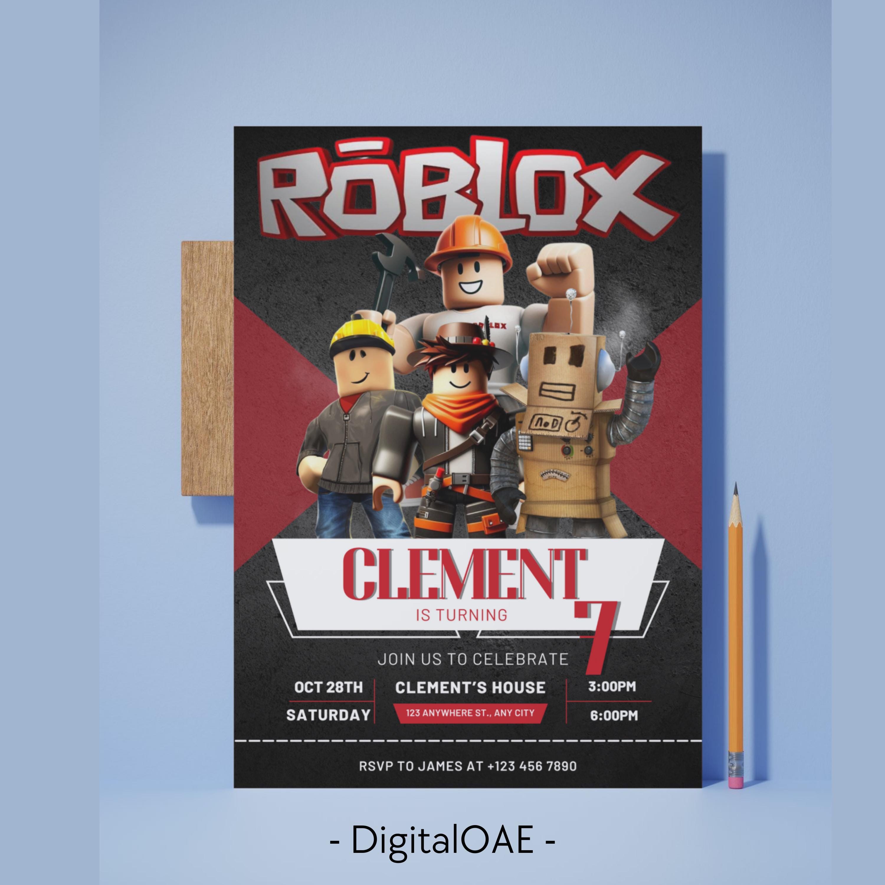 Editable Roblox Birthday Invitation, Kids Game Party (canva