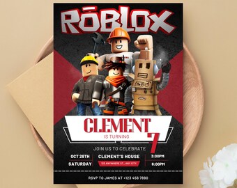 Editable Roblox Birthday Invitation, Kids Game Party (canva