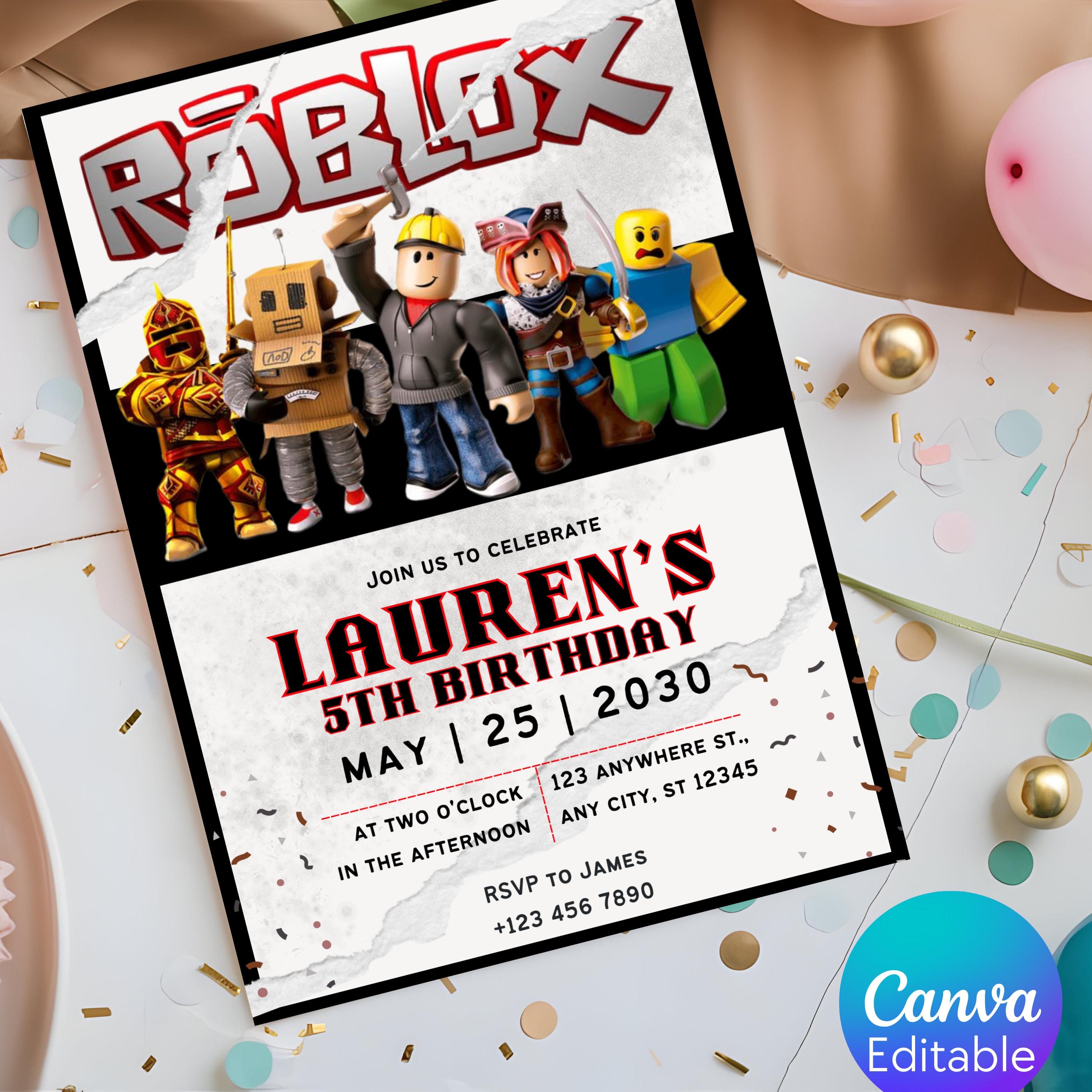 Roblox Birthday Invitation, Editable Kids Party Template (canva) - Etsy
