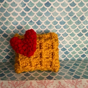 Waffle / Crochet Waffle / Crochet Gift / Crochet Heart / Brunch / Food Gift / Gift for Mom / Gift for Chef / Gift for Dad / Gifts for Kids