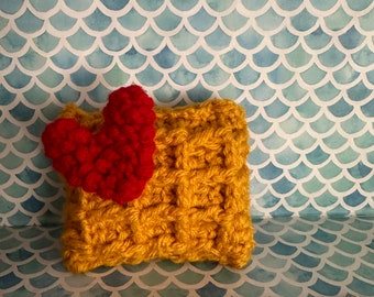 Waffle / Crochet Waffle / Crochet Gift / Crochet Heart / Brunch / Food Gift / Gift for Mom / Gift for Chef / Gift for Dad / Gifts for Kids