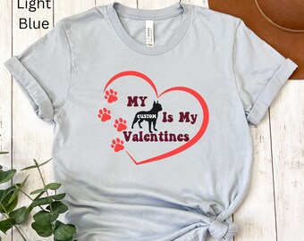 Custom Dog Valentines shirt, Heart paws tshirt, love be mine t shirt, custom canine graphic, Unisex Jersey Bella+Canvas short sleeve tee