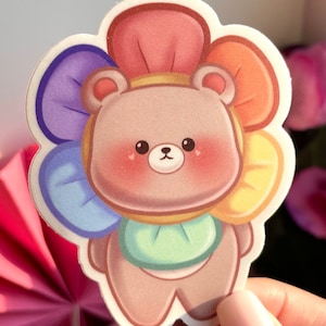 Flower Bear Vinyl Sticker - Laptop Decal/Waterbottle Sticker/Stickers/Custom Stickers/Kawaii Sticker/Waterproof Sticker/Cute/Gifts/Fun/Bear