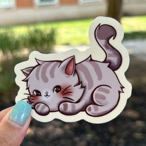 Grey Cat Vinyl Sticker - Laptop Decal/Waterbottle Sticker/Stickers/Custom Stickers/Kawaii Sticker/Waterproof Sticker/Cute/Decal/Gifts/Funny