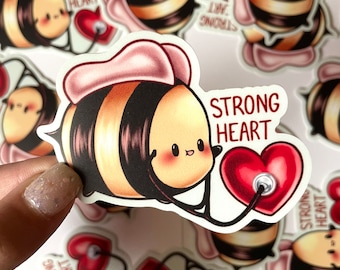 Sticker abeille coeur fort en vinyle – Sticker étanche pour ordinateur portable