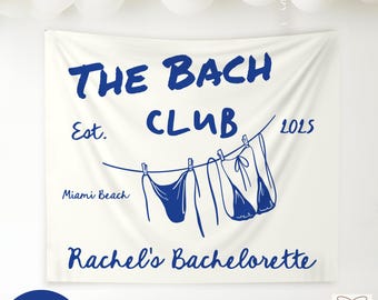 Anpassad möhippa till stranden, möhippa till Miami, Cobo Bach-festbanderoll, Bikini Bach-klubbens bakgrund, Doodle Bach-festdekorationer
