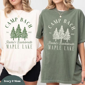 Custom Camp Bach T-shirts, Camping Bachelorette Comfort Color Tees, Cabin Bach Party Bridesmaid Shirts, Hiking Bachelorette Party Shirts
