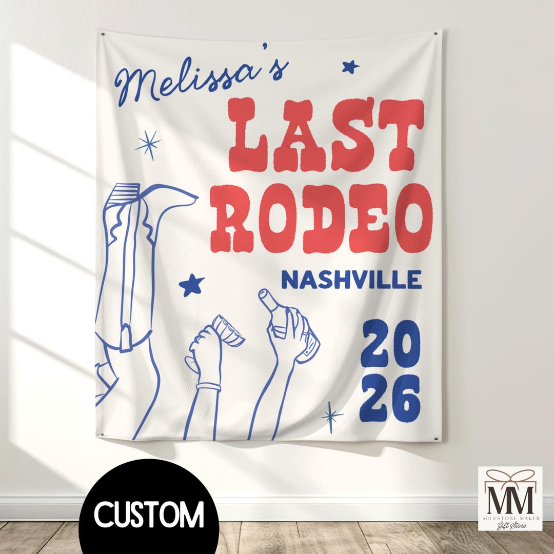 Pro Rodeo Banner Custom Last Rodeo Bachelorette Banner, Blue Red Cowgirl Bridal Photo ...