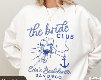 Custom Boating Bachelorette Party Crewneck Sweatshirts, Last Sail Nautical Theme Bach Club Crewneck Sweaters