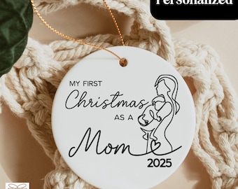 My First Christmas As A Mom Ornament, Christmas Gift New Mother, Mom and Baby Ceramic Ornament, Gift For New Mom, First Time Mom Keepsake