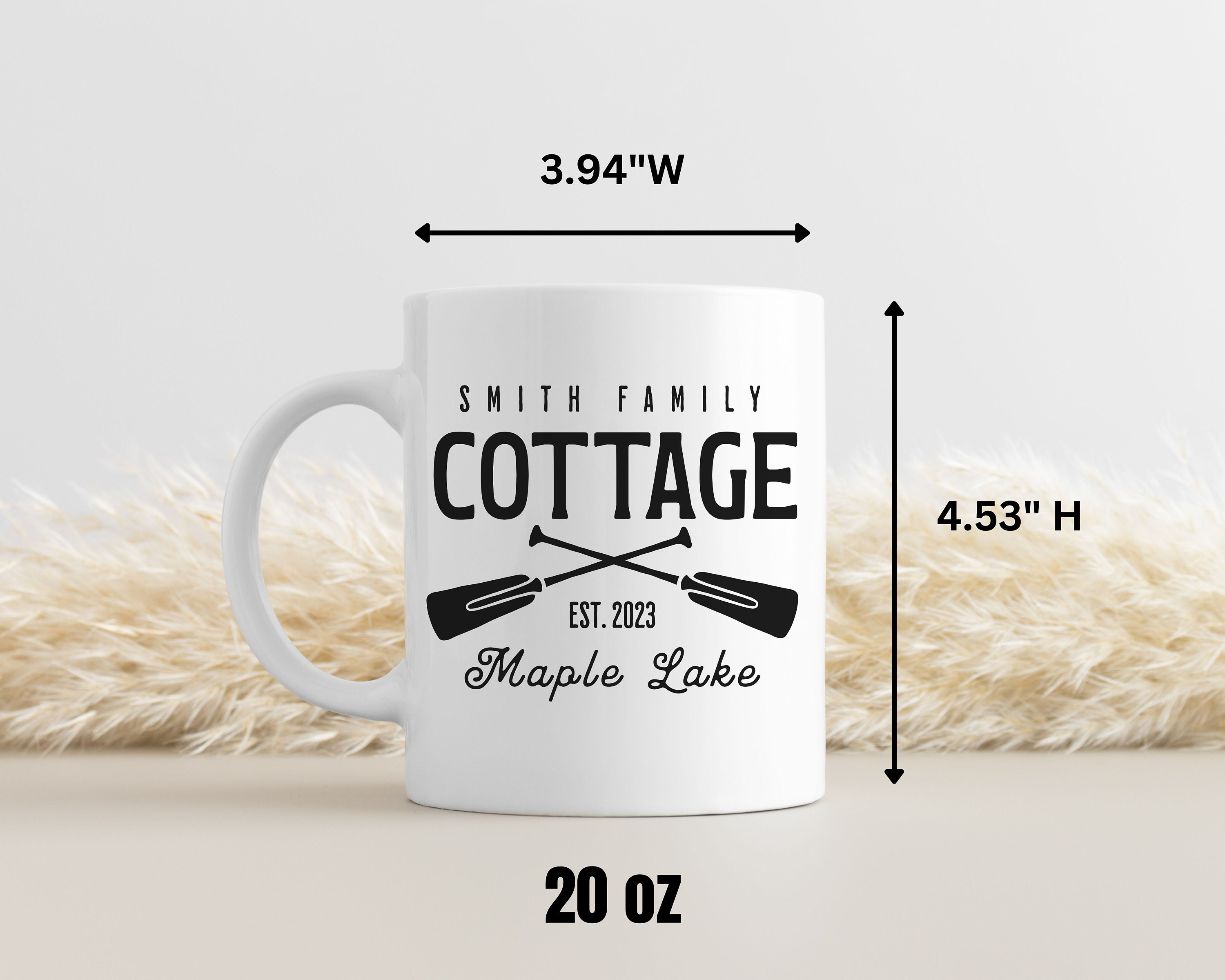は　 Customizable Family Cottage Mug, Personalized Lake House Gift