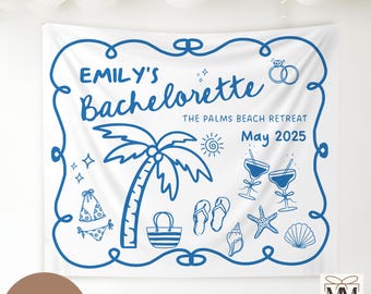 Despedida de soltera personalizada en la playa, decoración para despedida de soltera en Miami, pancarta para despedida de soltera en Cobo, telón de fondo para despedida de soltera en la playa, decoración para despedida de soltera en Bach Club