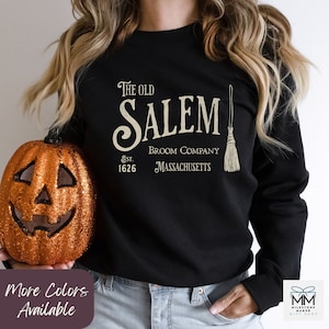 Salem Broom Company Halloween Sweatshirt, Witchy Aesthetic Halloween Vintage Sweater, Salem Massachusetts 1692, Spooky Witch Shirt For Fall