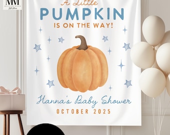 Custom Fall Baby Shower Banner, Hand Drawn Pumpkin Shower Welcome Sign, Personalize Baby Shower Tapestry, Cutie Pie Autumn Baby Shower Decor