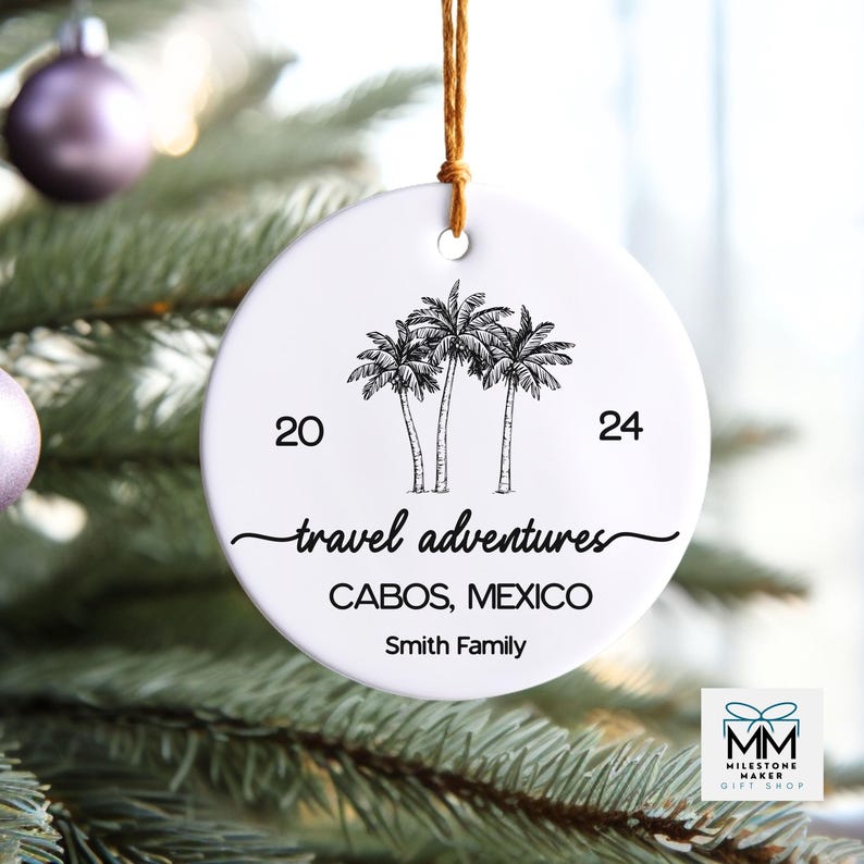 Family Beach Vacation Ornament, Christmas Gift for Traveler, 2024