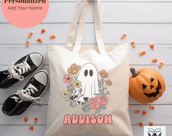 LUVADIAN Halloween Tote Bag - Checkered Pumpkin Design, Reusable Trick Or Treat Bag, 14x15 Inches - View #7