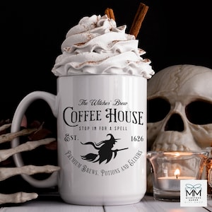 Witch Halloween Coffee Mug, Witches Brew Coffee House Cup, Coffee Lovers Halloween Mug, Spooky Fall Mug, Witchy Awesthetic Halloween Gift