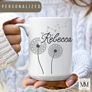 Personalized Flower Mug, Custom Name Coffee Cup, Birthday Gift For Friend, Bridesmaid Gift, Floral Name Mug, Mothers Day Gift For Her