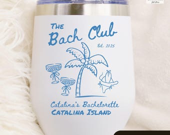 Custom Beach Bachelorette Tumblers, Bach Club Bachelorette Cocktail Cups, Coastal Bachelorette Bridesmaid Wine, Cocktail Bachelorette Gifts