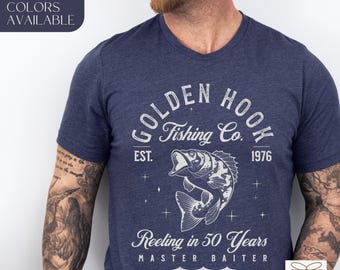 Fisherman 50th Birthday Shirt, Vintage 1976 Fishing Tee, Master Baiter T-Shirt