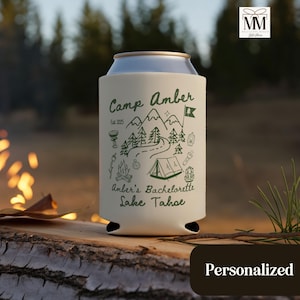 Petit cadeau personnalisé bière EVJF pour camping, glacière Camp Bach Party, cadeau nuptiale pour randonnée en montagne, lac, housse de glacière mince pour feu de camp