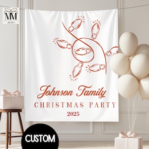Custom Christmas Party Banner, Personalized Vintage Holiday Photo Backdrop, Modern Xmas Party Sign, Festive Christmas Decor Tapestry Flag