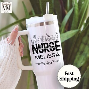 Custom Pediatric Nurse 40oz Tumbler, Peds Nurse Tumbler with Handle, Pediatric nurse Gift, NICU Nurse Grad Gift, New Peds Nurse Travel Cup