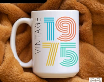 50th birthday Gift, Vintage 1975 Coffee Mug, Funny 50th Birthday Gifts for Her, Personalized Birthday Mug, Custom 50th Birthday Mug for Men