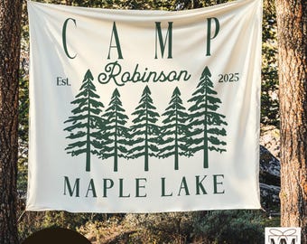 Custom Camping Bachelorette Trip Banner, Camp Bach Party Tapestry, Lake Tahoe Bridal Party Decor, Lake Outdoor Bachelorette Weekend Backdrop
