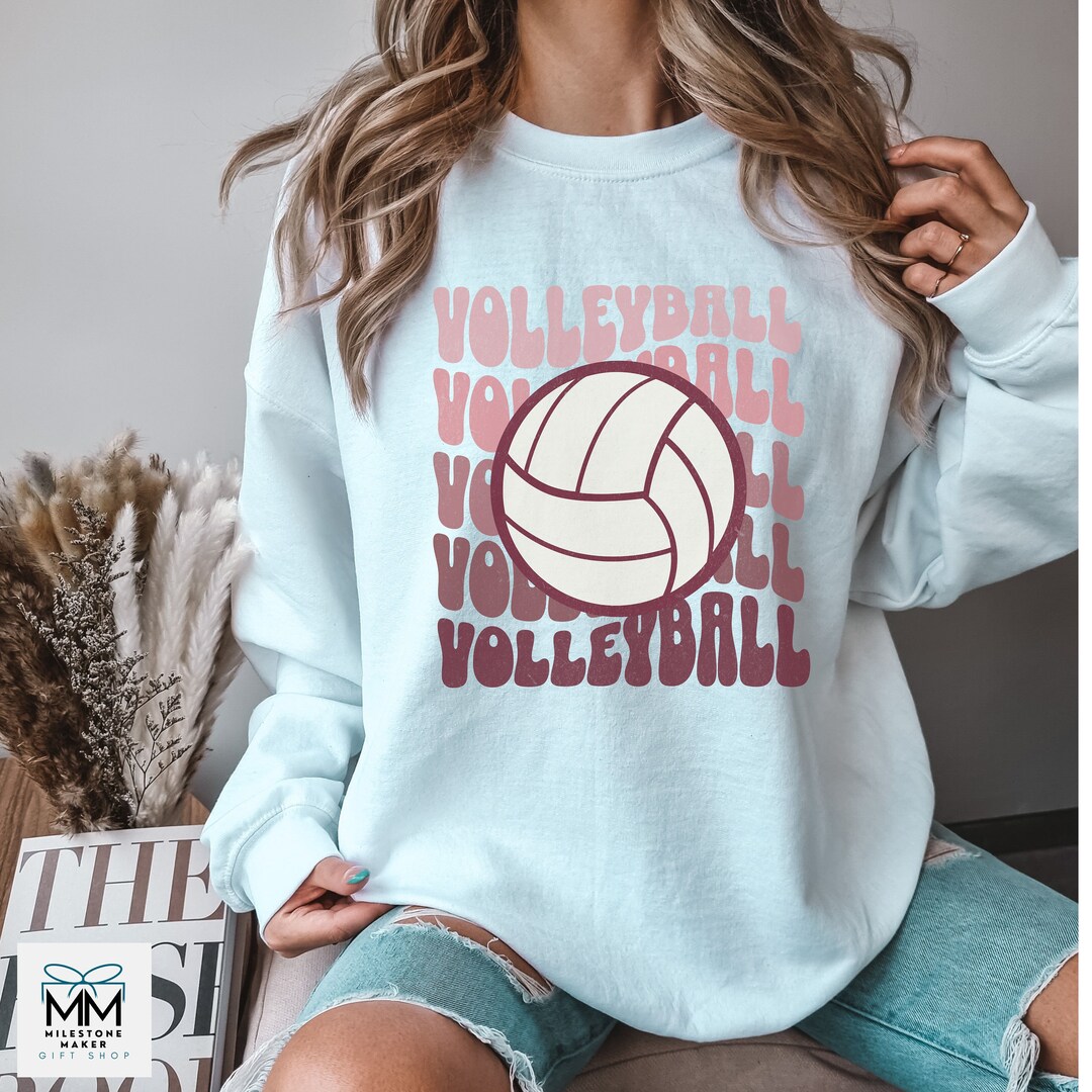 Volleyball Player Sweater, Volleyball Team Crewneck for Teen, Retro ...