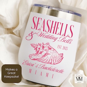 Custom Beach Bachelorette Wine Tumbler, Bachelorette Party Wine Favours, Coastal Bach Club Wine Cup For Bridesmaids, Beach Wedding Favours