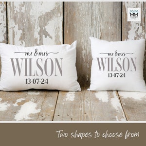 Personalized Wedding Gift for Bride and Groom, Mr and Mrs Established Pillow, Custom Wedding Anniversary Couple Gift, Housewarming Present