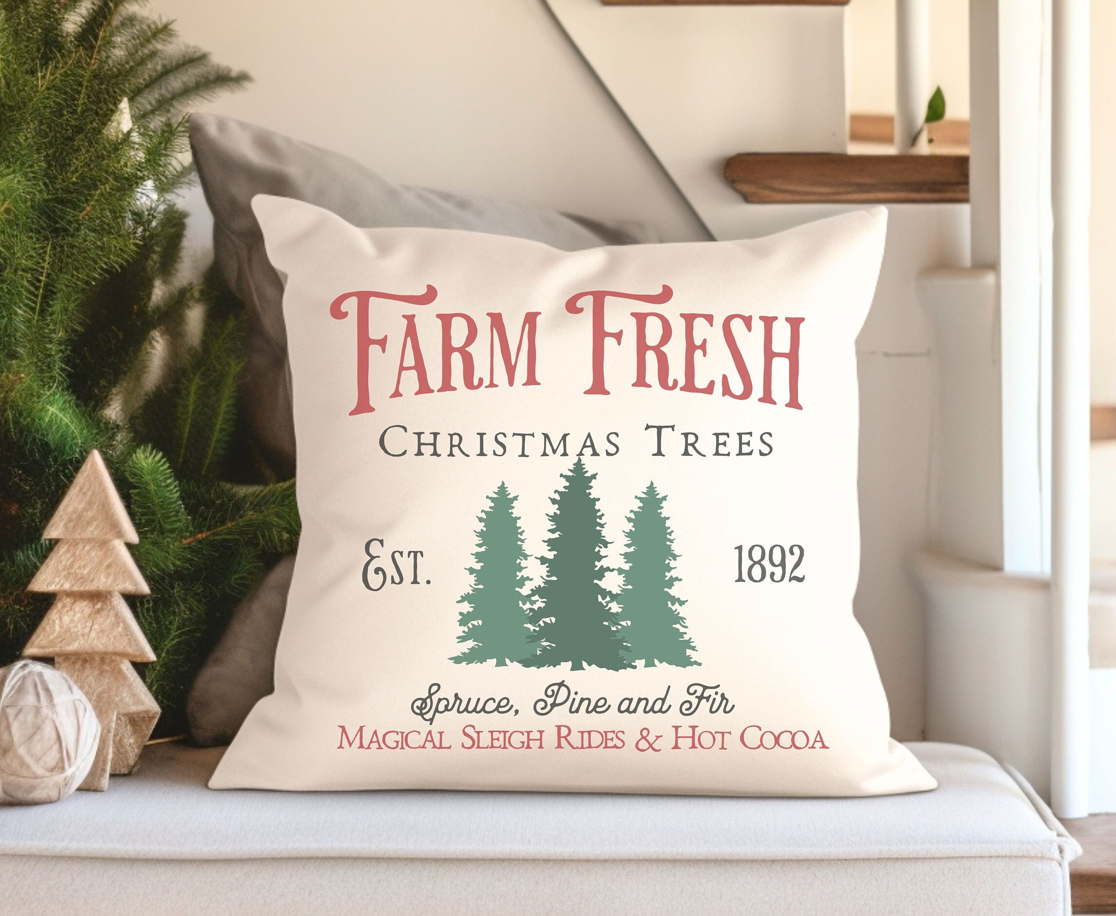 Christmas tree farm pillow outlet