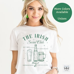 St Patricks Day Social Club T-Shirt, Green Irish Shirt for Saint Patricks, Vintage St Pattys T-Shirt for Women, St Paddy's Day Shirt For Men