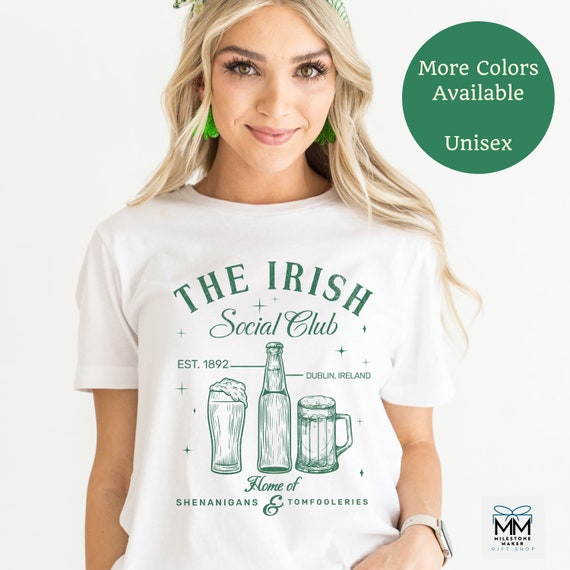 St Patricks Day Social Club T-shirt, Green Irish Shirt for