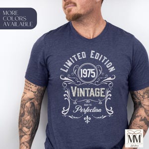 50th Birthday Shirt For Him, 1975 Vintage Mens Birthday Tshirt, 50th Birthday Gift Idea for Man, Funny 50th Tee, Custom Year Birthday Shirt