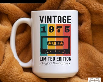 50th Birthday Mug Gift, Vintage 1975 Coffee Mug, Funny 50th Birthday Gift for Him, Birthday Mug, Retro Style 50th Birthday Gift for Women