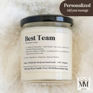 Custom Best Team Candle Gift, Funny Office Employee Bulk Gift, Corporate Coworker Gift, Team Appreciation, Employee Christmas Thank you Gift