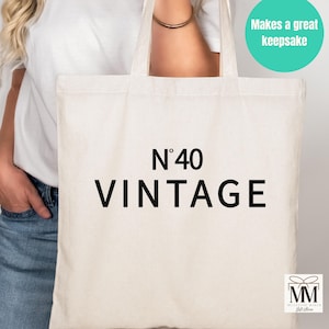 40th Birthday Gift For Women, 1985 Vintage Cotton Canvas Bag, Fortieth Birthday Party Gift Bag, 40th Bday Gift For Daughter, Minimalist Tote