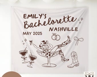 Aangepaste cowgirl vrijgezellenreis banner, Country Bach Party Tapestry, Western Bridal Party Decor, Last Rodeo Nashville Vrijgezellenweekend