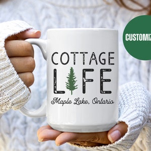 Customizable Cottage Mug, Personalized Lake House Gift, House Warming Gift New Cottage Cabin, Cottage Cabin Decor, Cottage Thank-you Gift