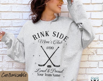 Personalized Hockey Mom Sweatshirt, Hockey Mom Social Club Sweater, Gift for Hockey Mom, Customizable Hockey Mama Crewneck, Hockey Mom Shirt