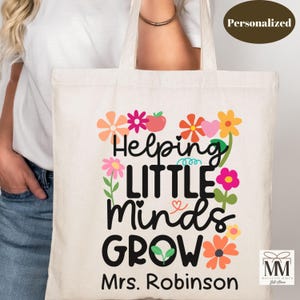 Sac cadeau personnalisé pour enseignant, cartable pour aider les petits esprits à grandir, joli cadeau pour enseignant, semaine de reconnaissance des enseignants, cartable inspirant pour enseignant