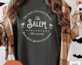 Salem MA Apothecary Halloween TShirt, Salem Massachusetts Comfort Colors T-Shirt, Witchy Halloween Shirt for Her, Vintage Witch Fall Shirt