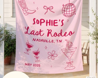Aangepaste cowgirl vrijgezellenreis banner, Country Bach Party Tapestry, Western Bridal Party Decor, Last Rodeo Nashville Vrijgezellenweekend