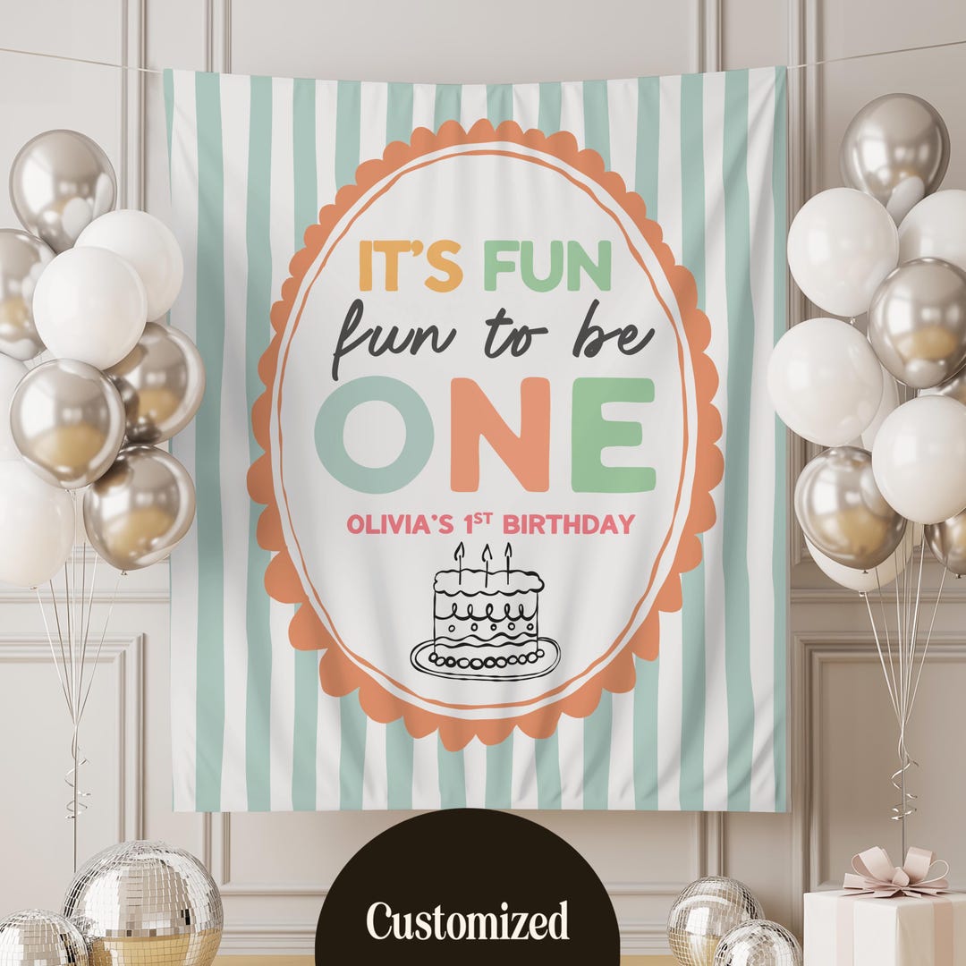 Custom First Birthday Banner, Fun to Be One Happy 1st Birthday Party ...