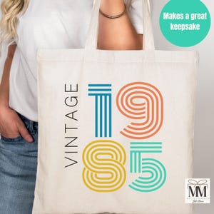 40th Birthday Gift For Women, 1985 Vintage Canvas Bag, Fortieth Birthday Party Gift Bag, 40th Bday Gift For Daughter, Retro 1985 Tote Bag